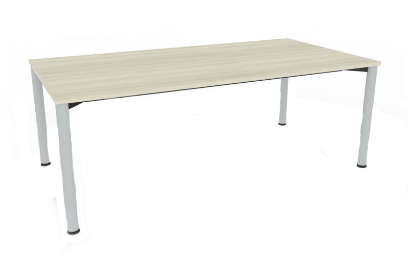 Heller Systo Tec Besprechungstisch von Palmberg mit silbernen Beinen, ideal für Konferenzräume und Büros.